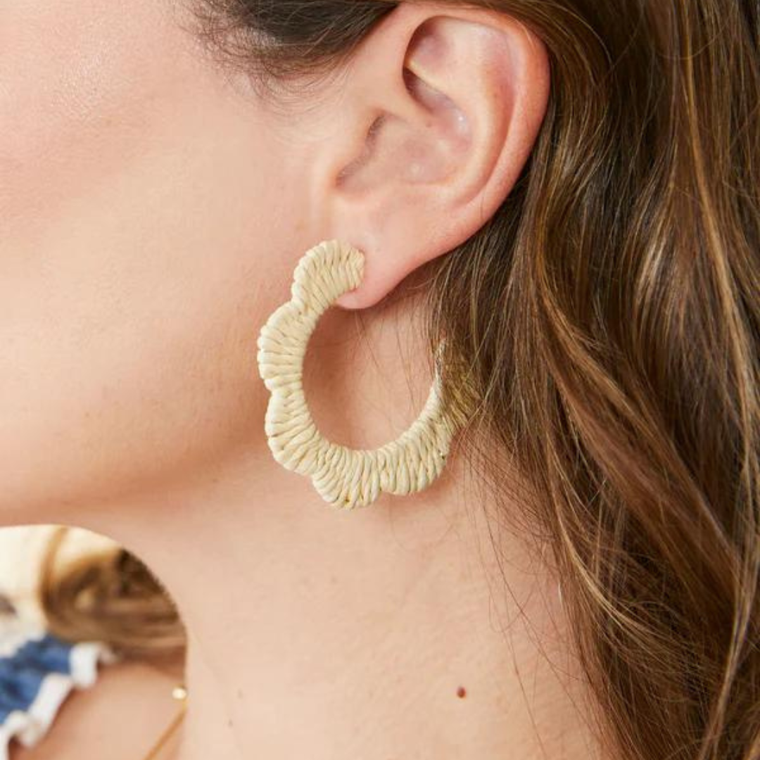 Spartina Scalloped Straw Hoop Earrings