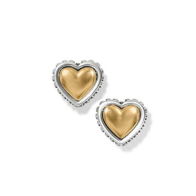 Brighton Pretty Tough Petite Heart Post Earrings - Silver & Gold - The Cottage