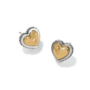 Brighton Pretty Tough Petite Heart Post Earrings - Silver & Gold - The Cottage