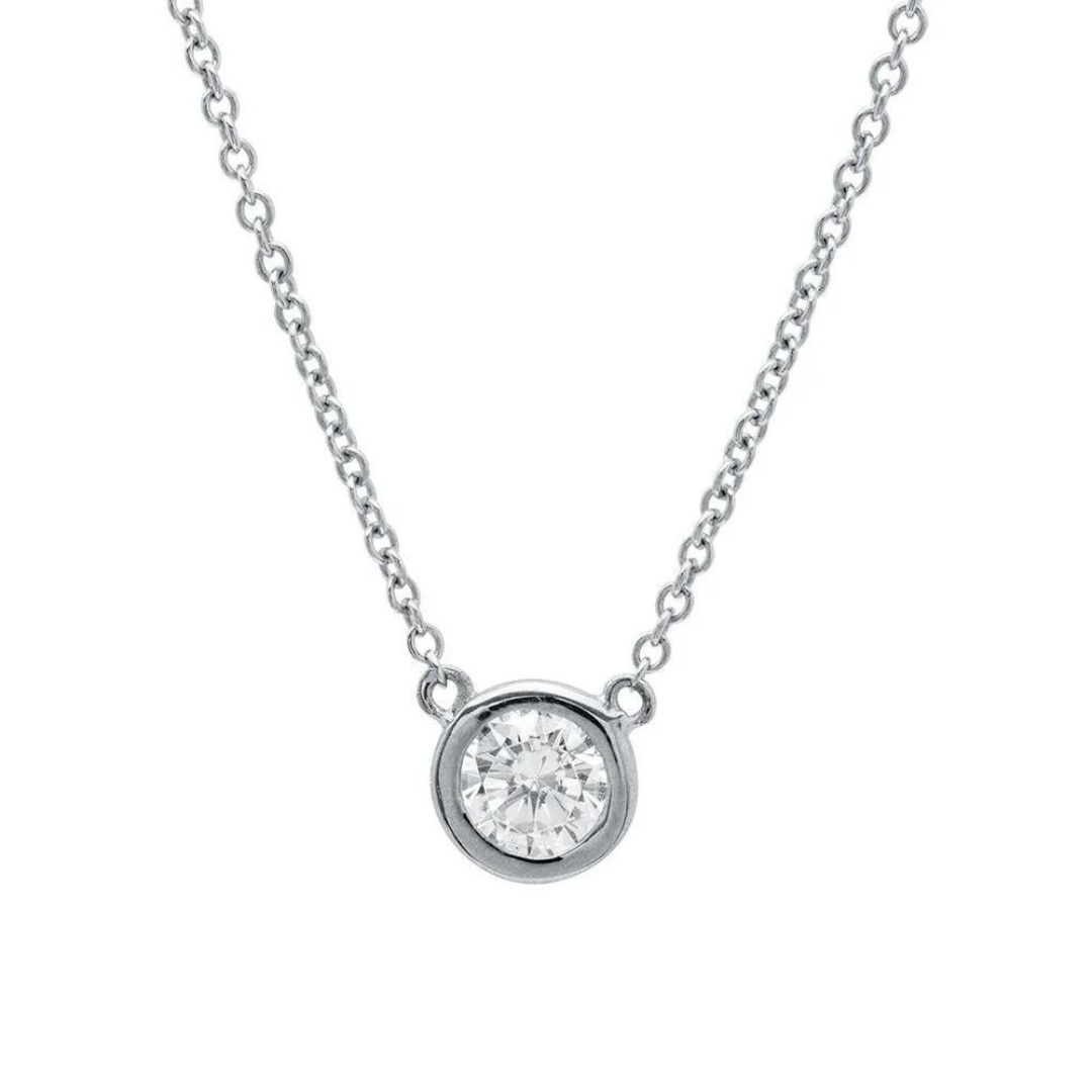 Crislu Bezel Set Pendant Necklace