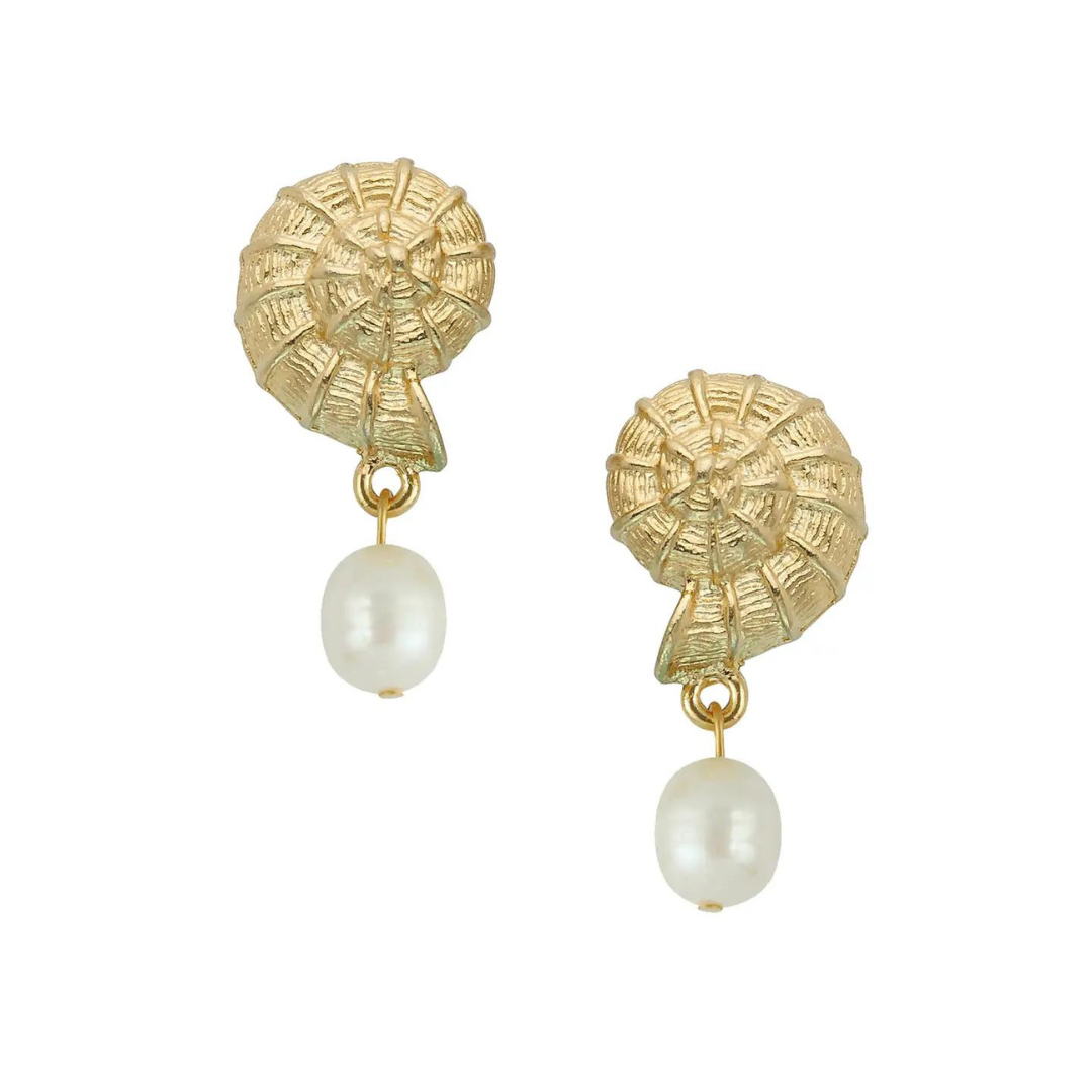 Susan Shaw Nautical Shell + Pearl Earrings