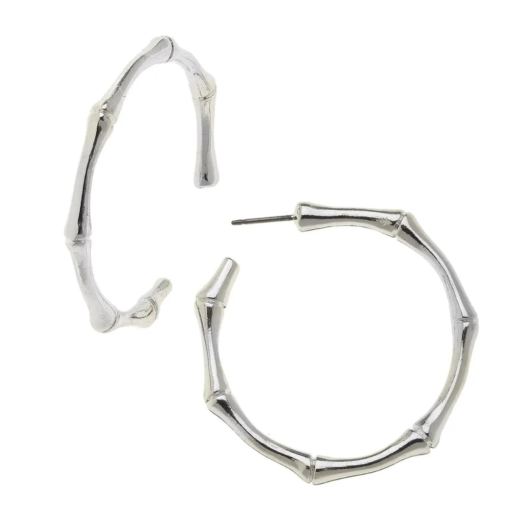 Susan Shaw Silver Bamboo Hoop Earrings