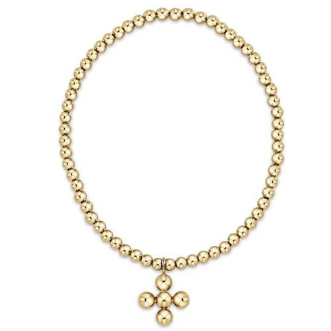 Enewton Classic Gold 3mm/4mm Bead Bracelet -  Cross Gold Charm