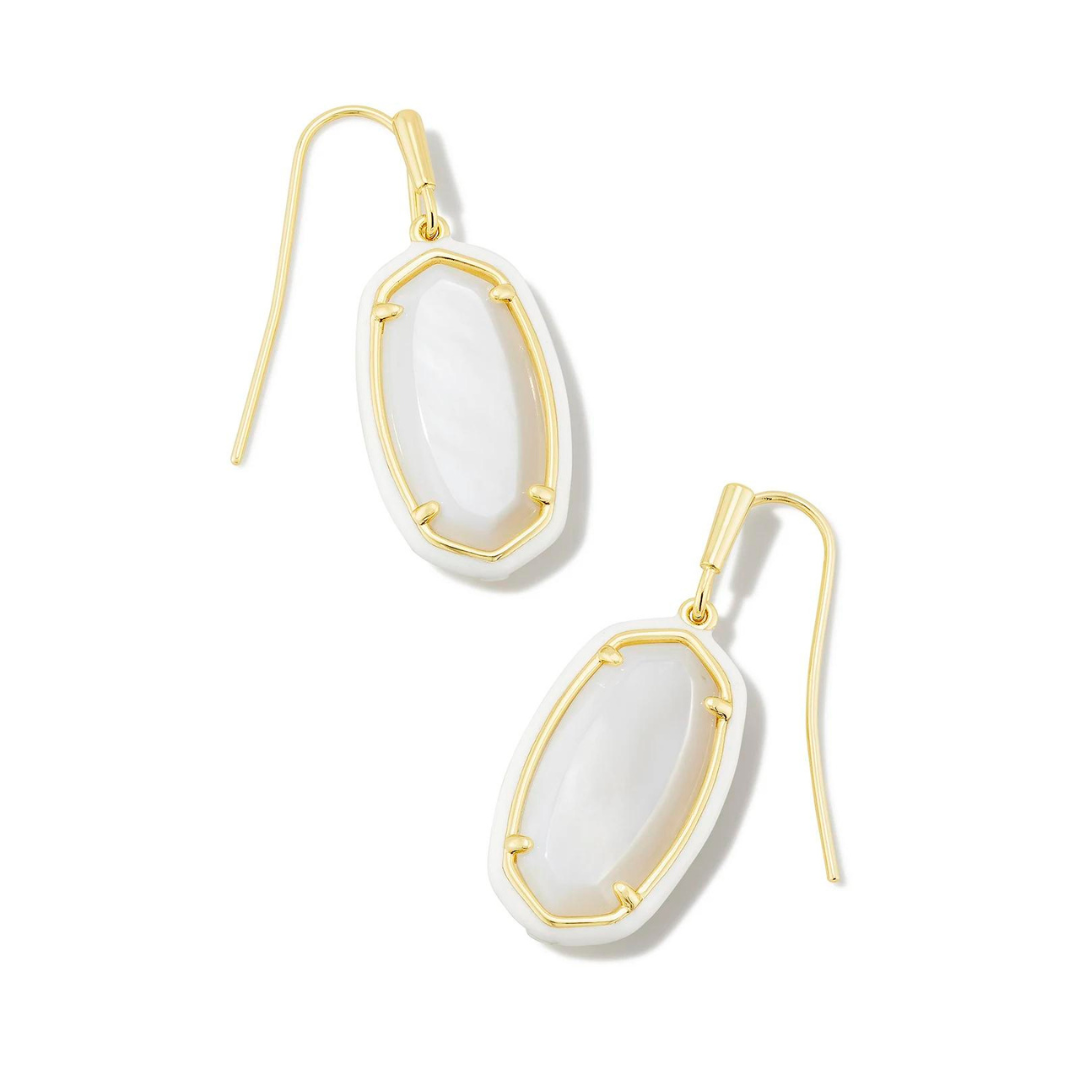 Kendra Scott Dani Enamel Frame Drop Earrings - Gold - The Cottage