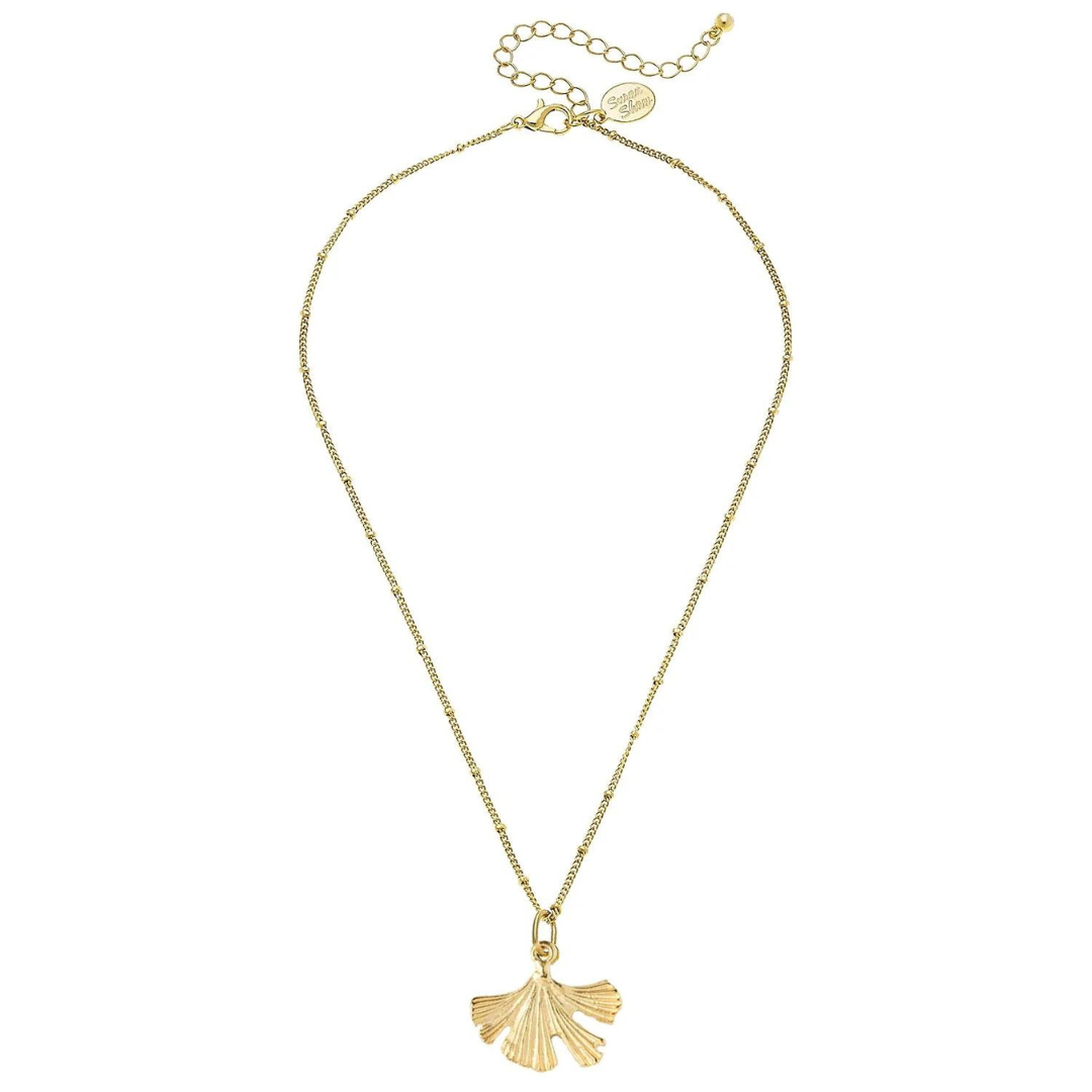 Susan Shaw Handcast Ginkgo Leaf Necklace