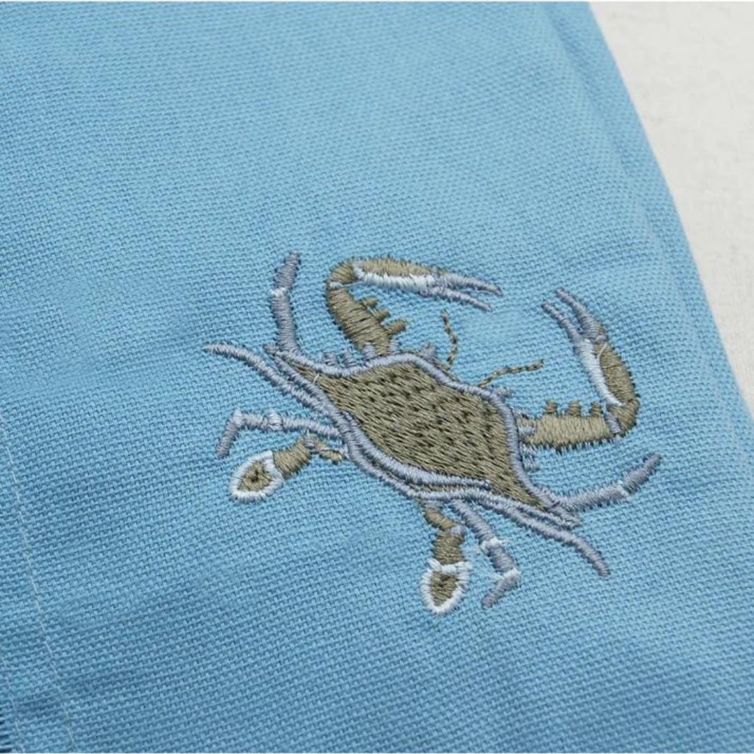 Rightside Design Embroidered Cotton Napkins - Blue Crab - The Cottage