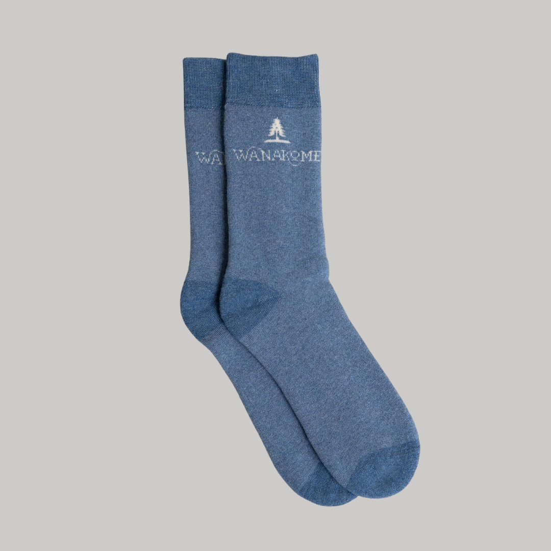 Wanakome Logo Socks - Navy Heather Mix