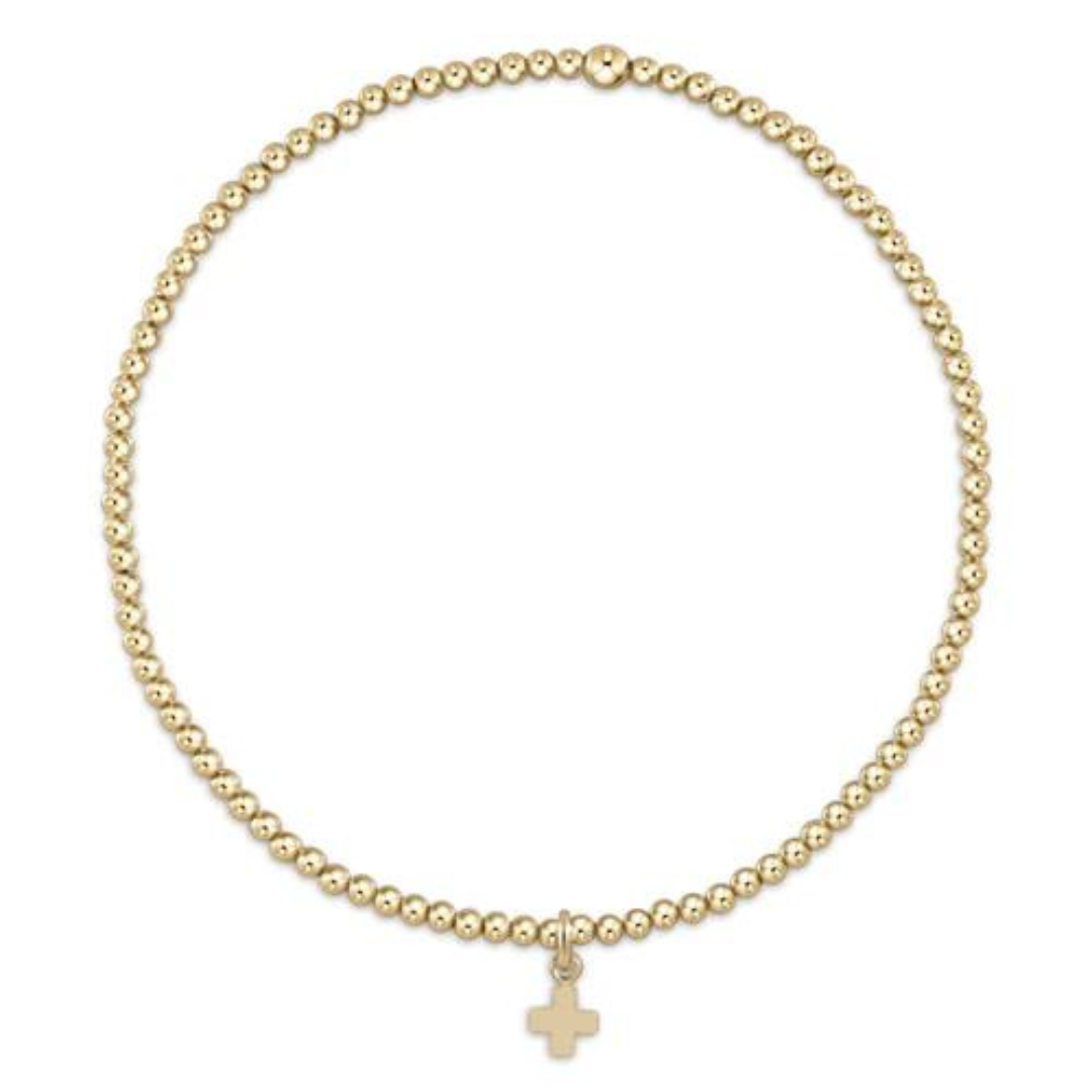 Enewton Classic Gold Small Signature Cross Charm Bracelet - 2mm