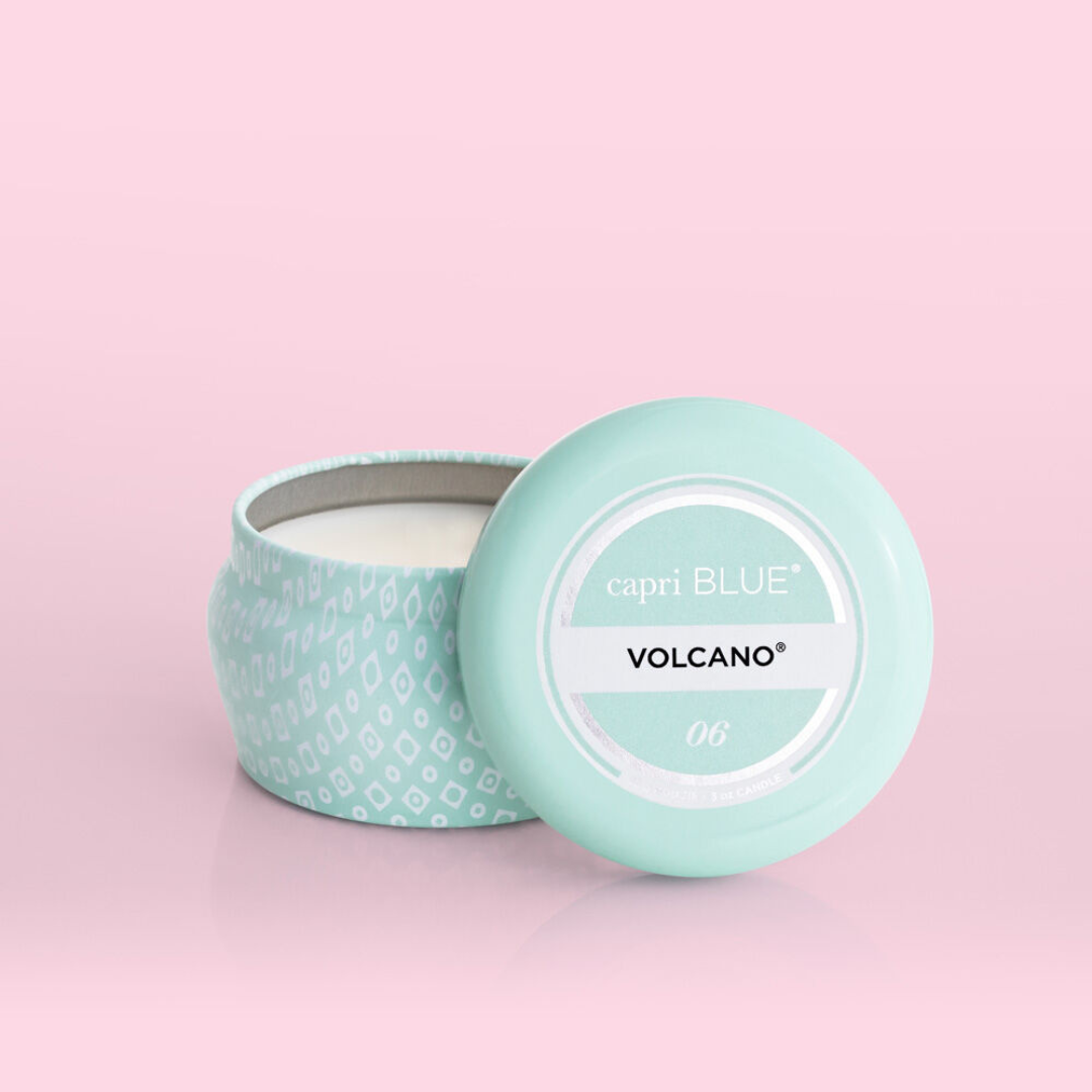 Capri Blue Aqua Printed Mini Tin Candle - Volcano