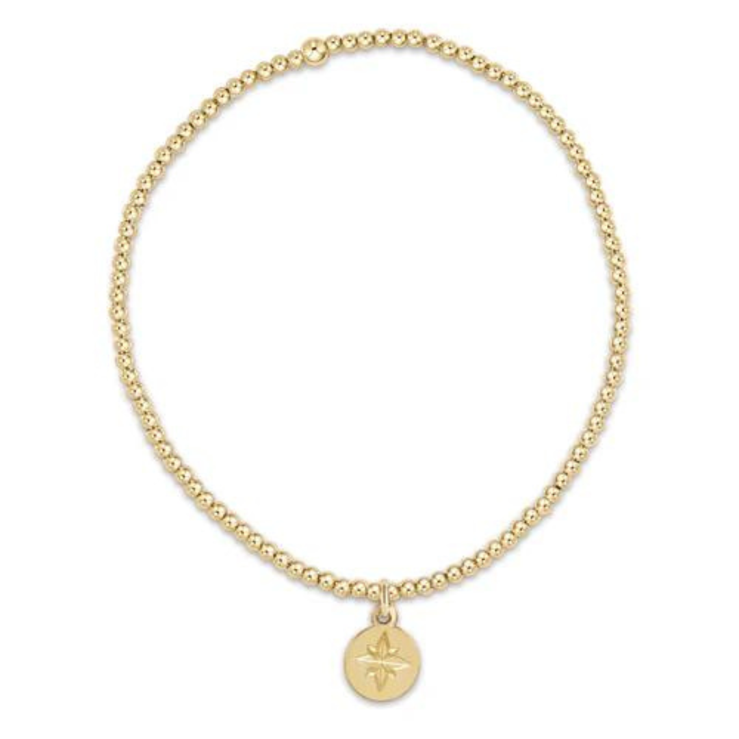 Enewton Gold Classic Bead Bracelet w/ DIrection Disc Charm - 2mm