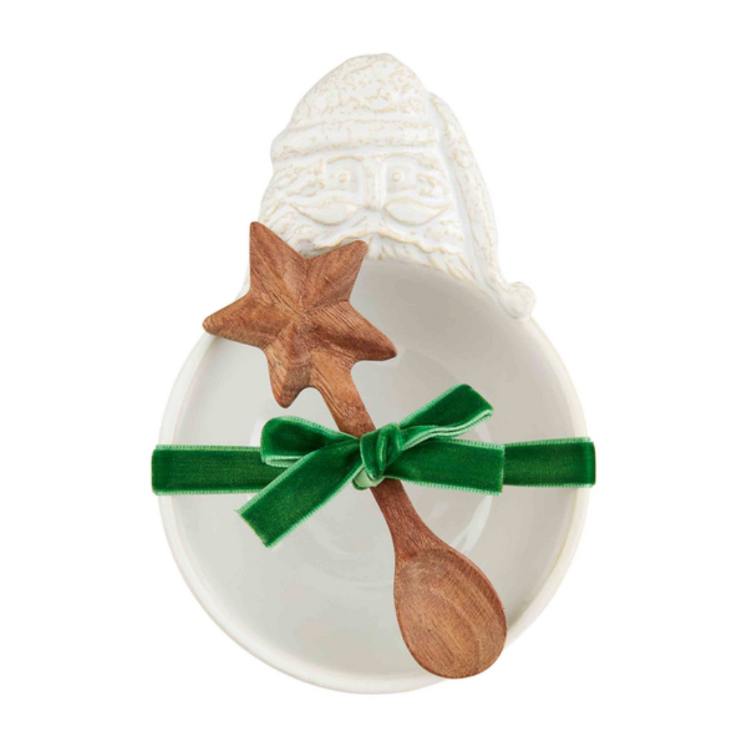 Mud Pie White Santa Candy Bowl Set