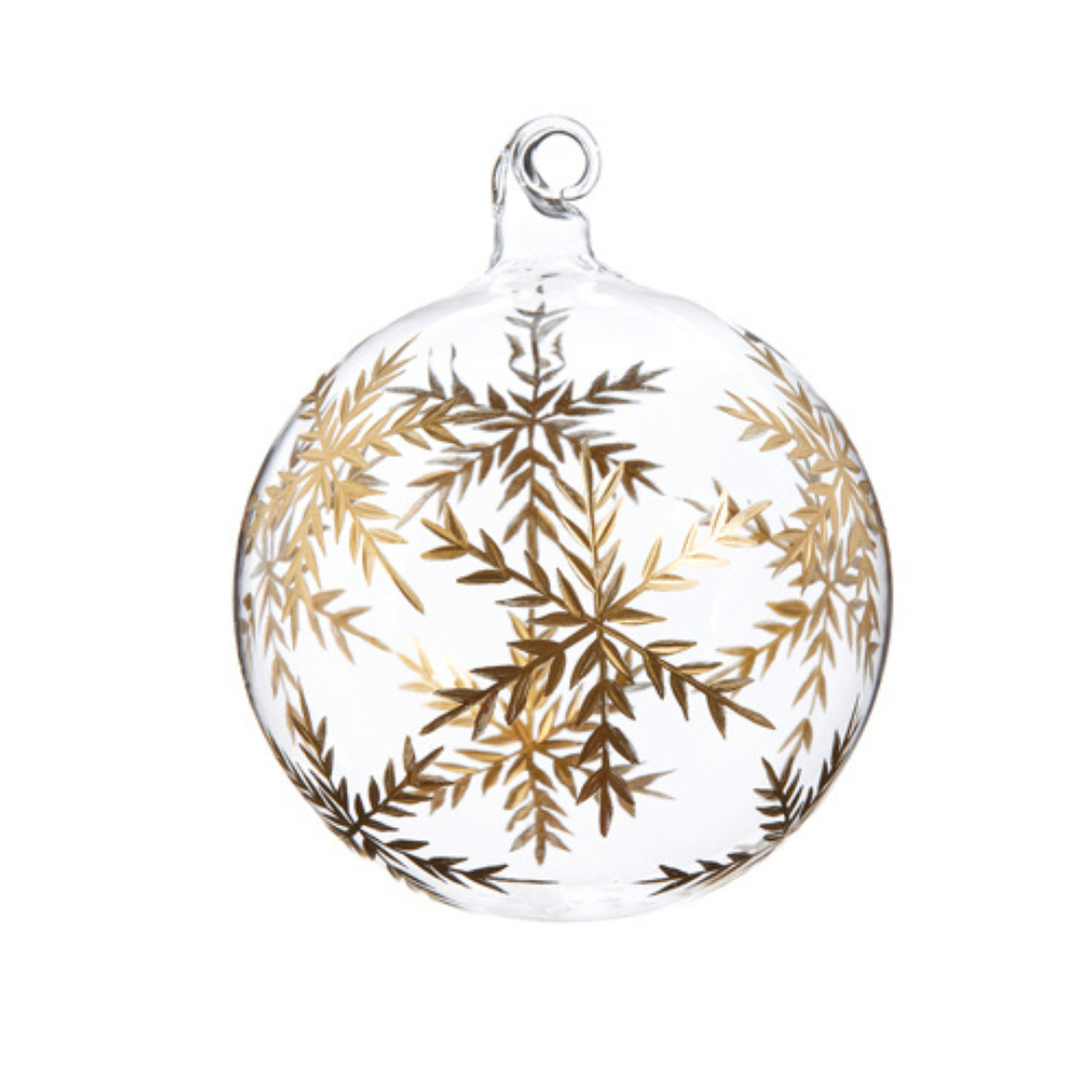 Raz Gold Etched Snowflake Ball Ornament