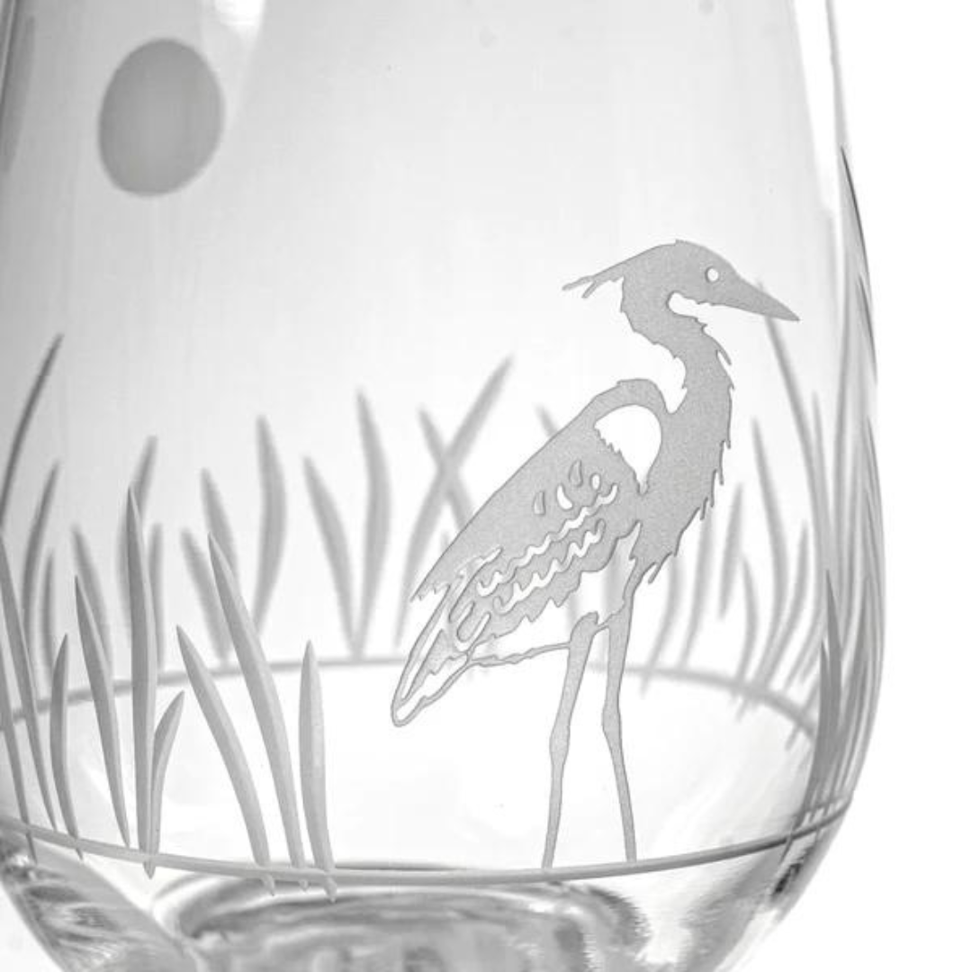 Rolf Stemless Wine Glass - Heron - The Cottage