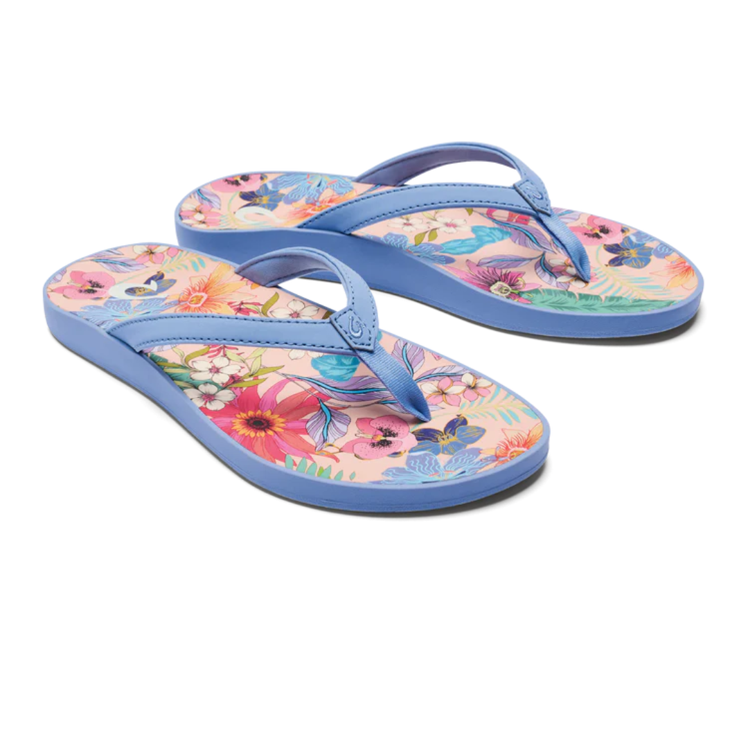 Olukai Puawe Flip Flops - Cloud Blue/Flower