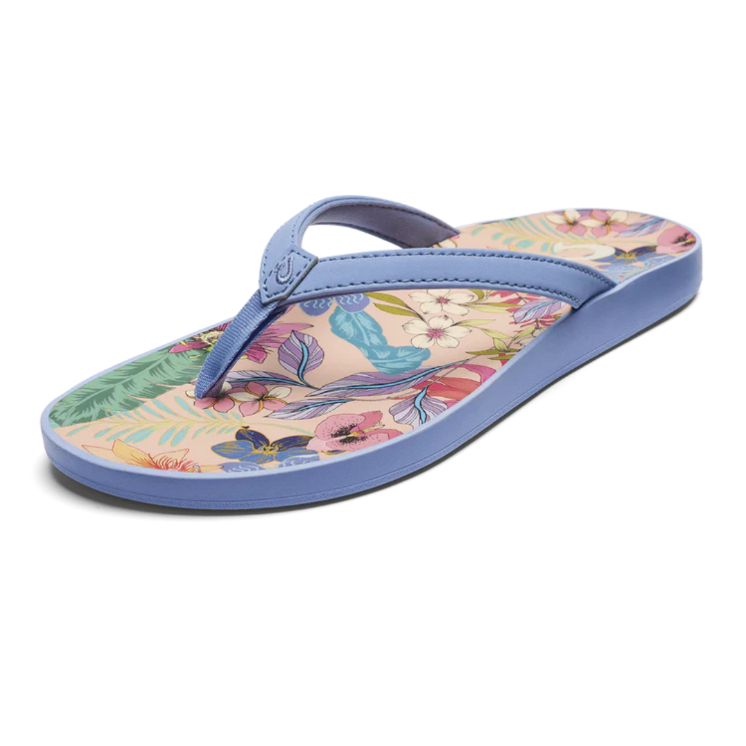 Olukai Puawe Flip Flops - Cloud Blue/Flower