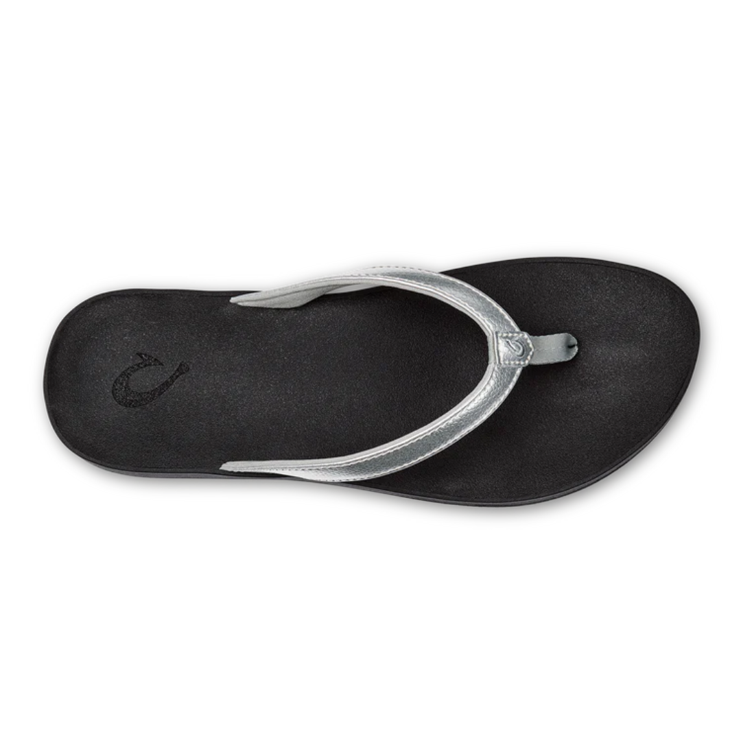 Olukai Puawe Flip Flops - Silver/Black