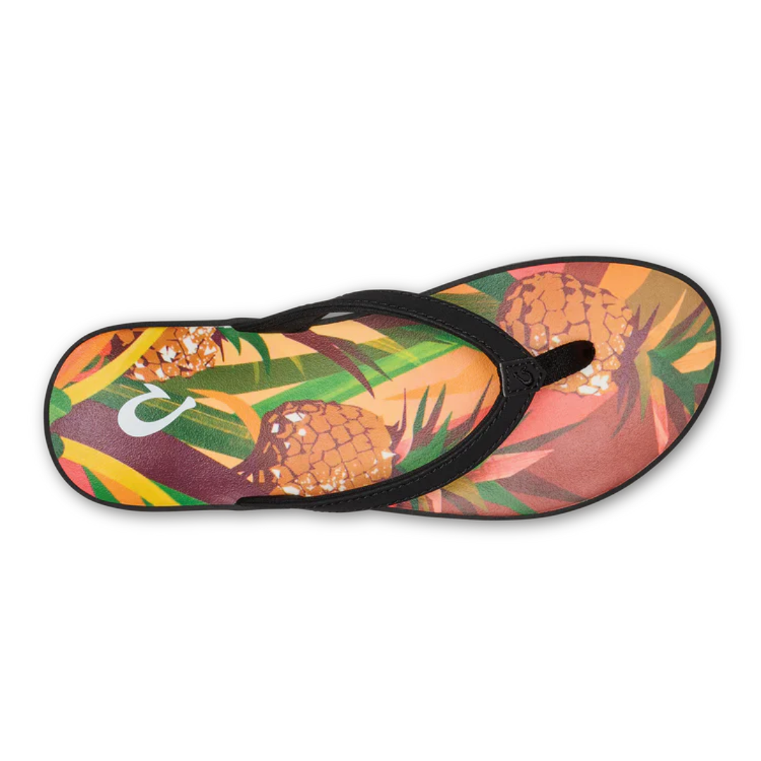 Olukai Puawe Flip Flops - Black/Pineapple