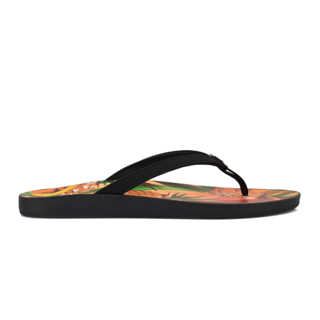 Olukai Puawe Flip Flops - Black/Pineapple