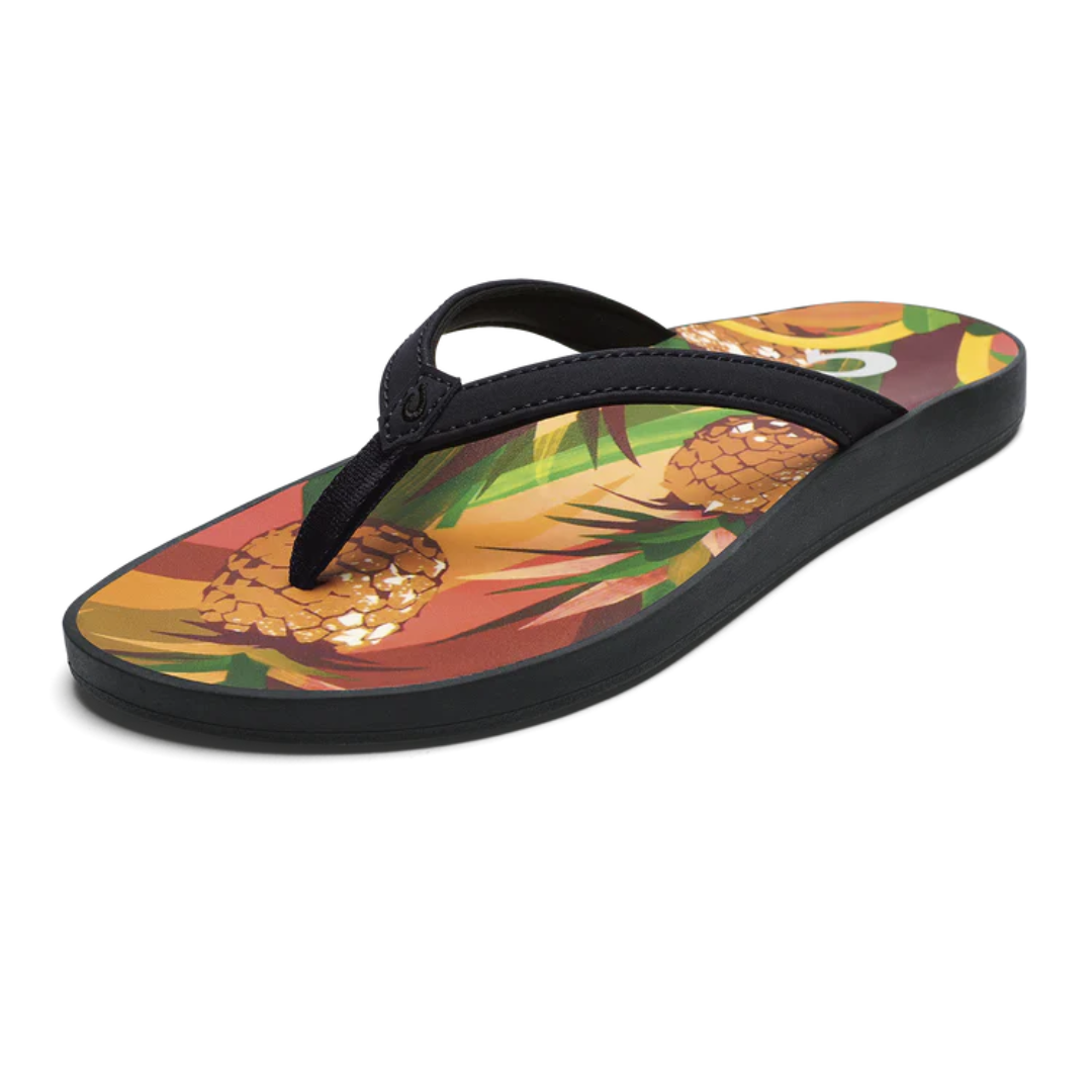 Olukai Puawe Flip Flops - Black/Pineapple