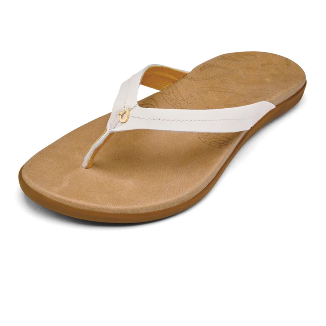 Olukai Honu Flip Flops - Bright White/Golden Sand