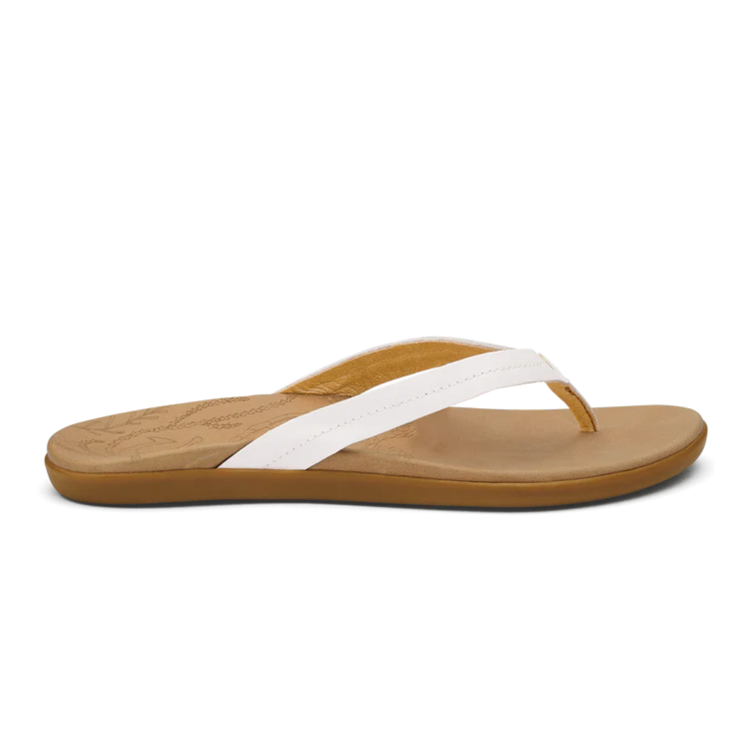 Olukai Honu Flip Flops - Bright White/Golden Sand