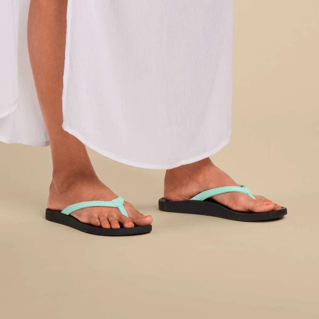 Olukai Puawe Flip Flops - Sea Glass/Black