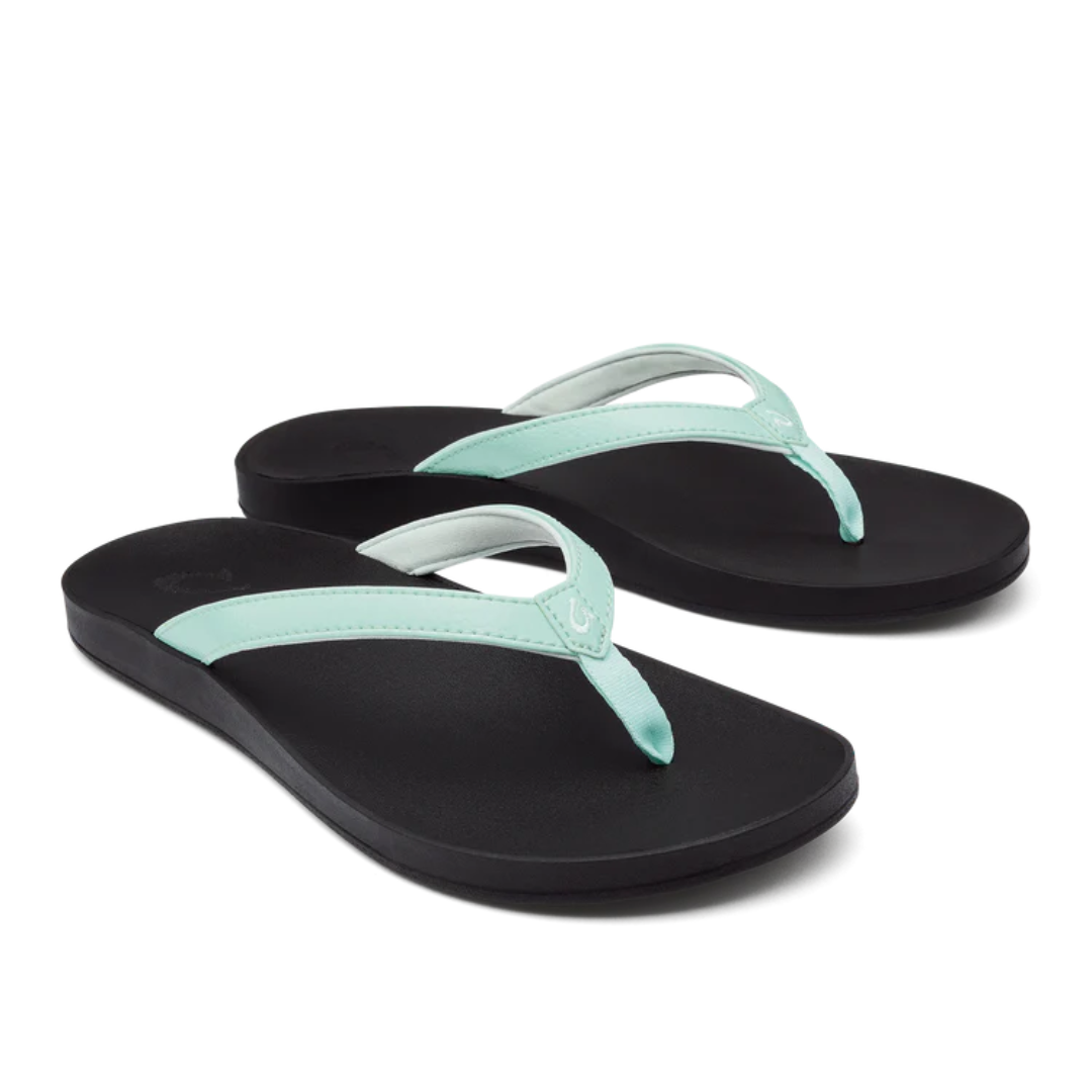 Olukai Puawe Flip Flops - Sea Glass/Black