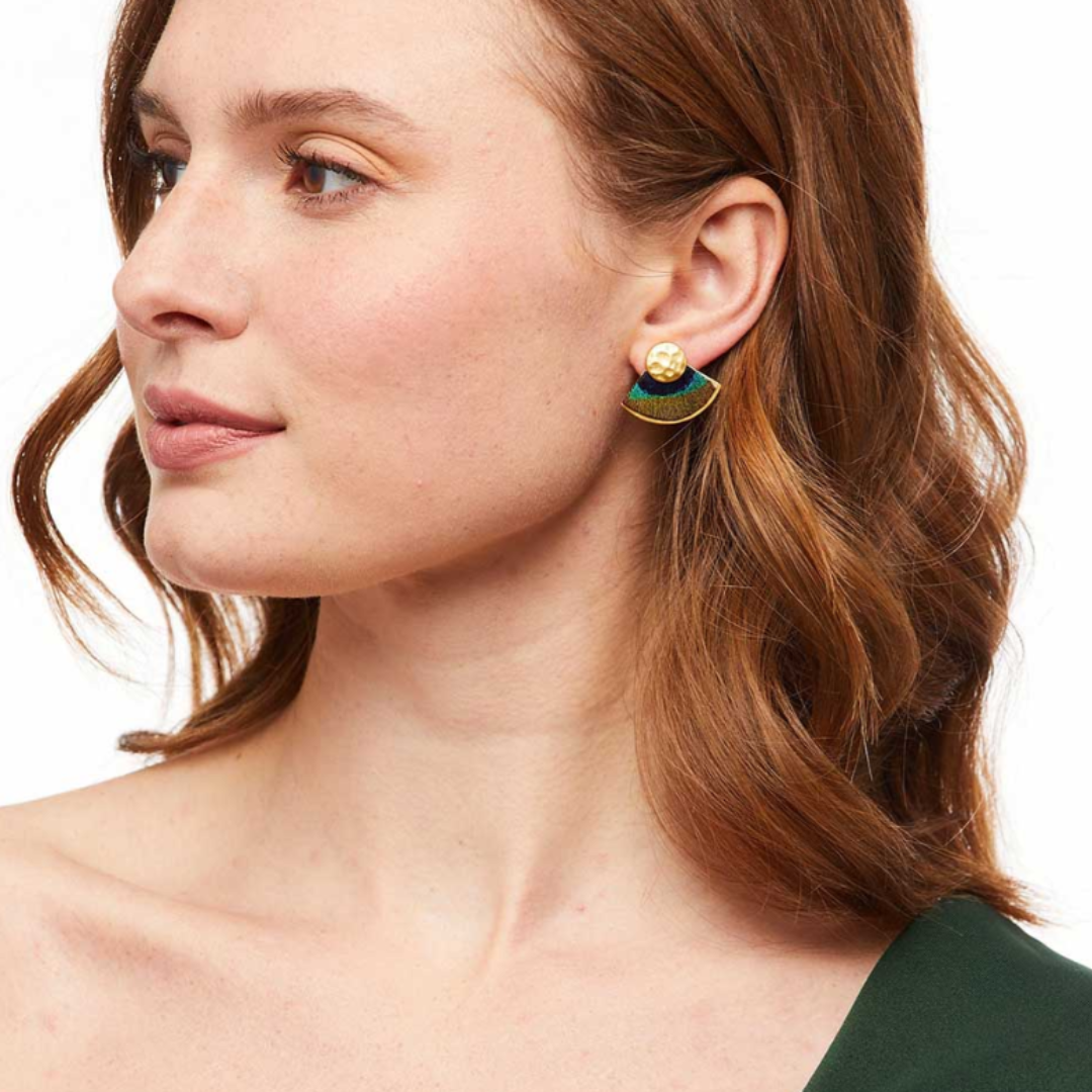 Brackish Aly Fan Earrings - Peacock