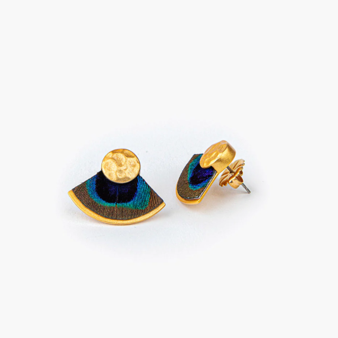 Brackish Aly Fan Earrings - Peacock