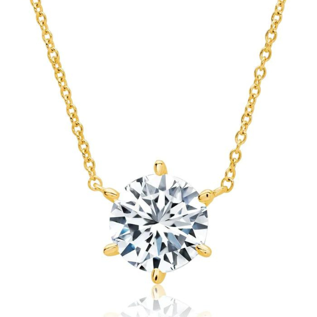 Crislu 6 Prong Solitaire Brilliant Necklace