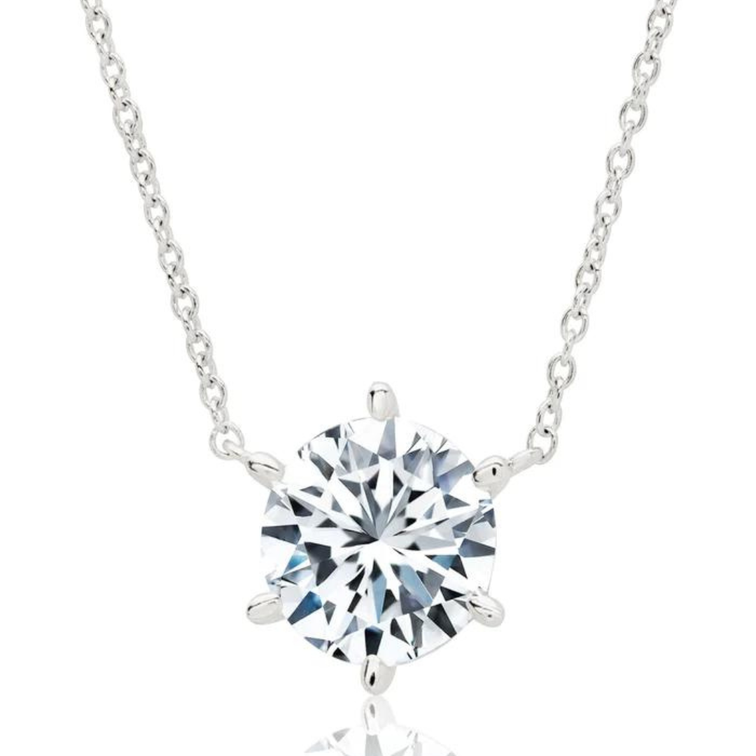 Crislu 6 Prong Solitaire Brilliant Necklace