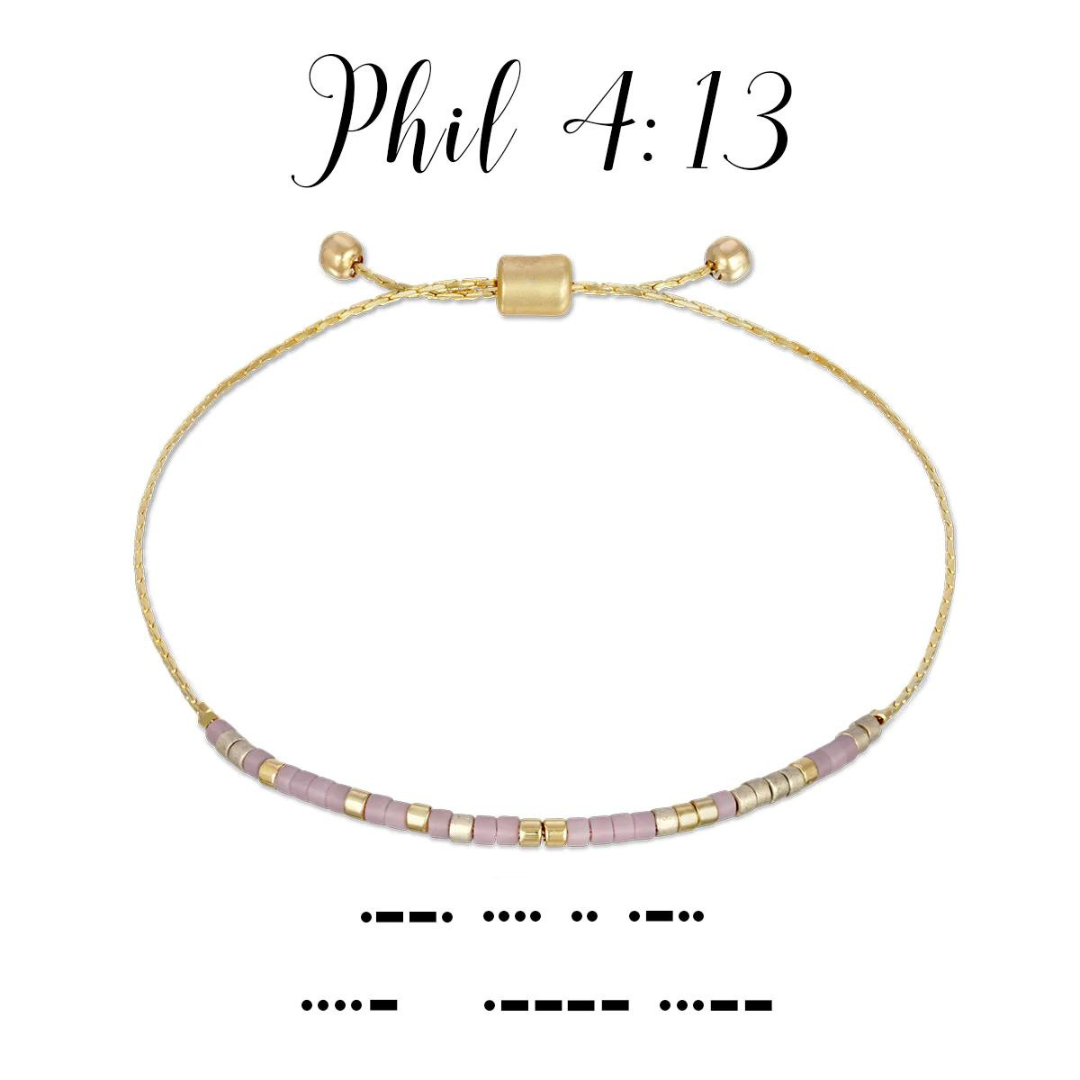 Dot & Dash Morse Code Bracelet - Philippians 4:13