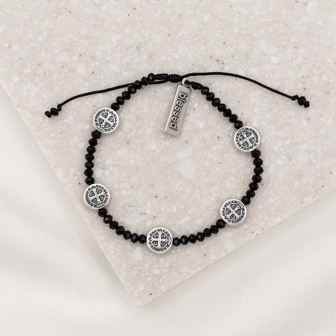 My Saint My Hero Gratitude Crystal Bracelet - Silver