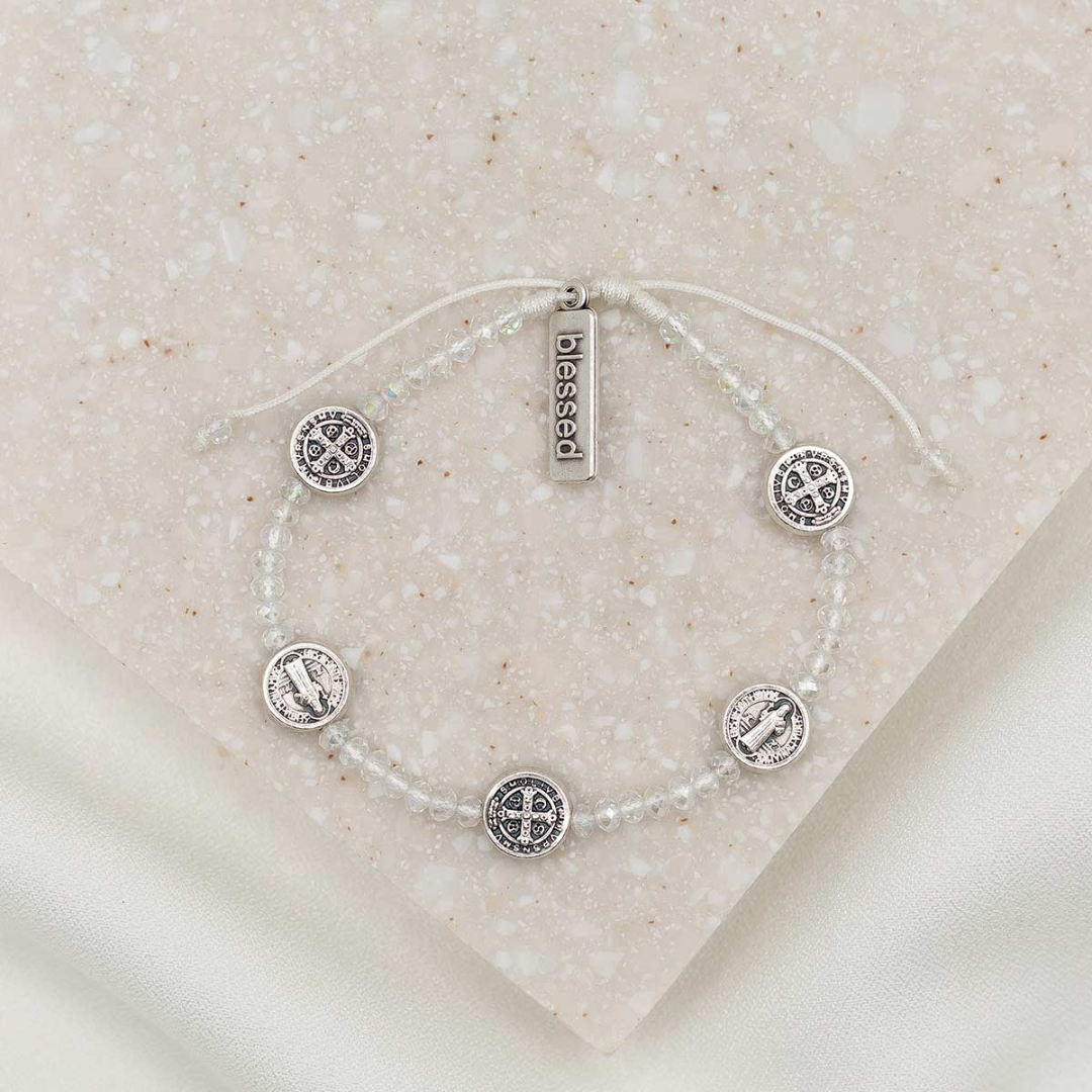 My Saint My Hero Gratitude Crystal Bracelet - Silver