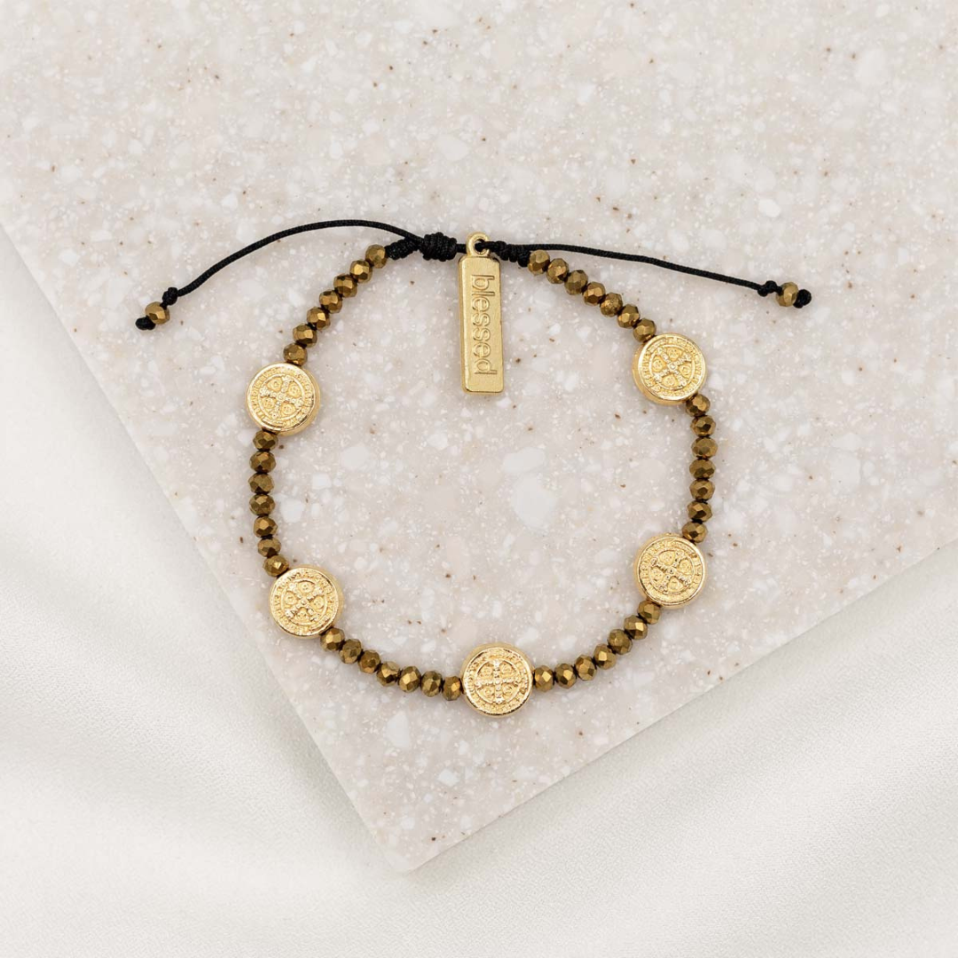 My Saint My Hero Gratitude Crystal Bracelet - Gold