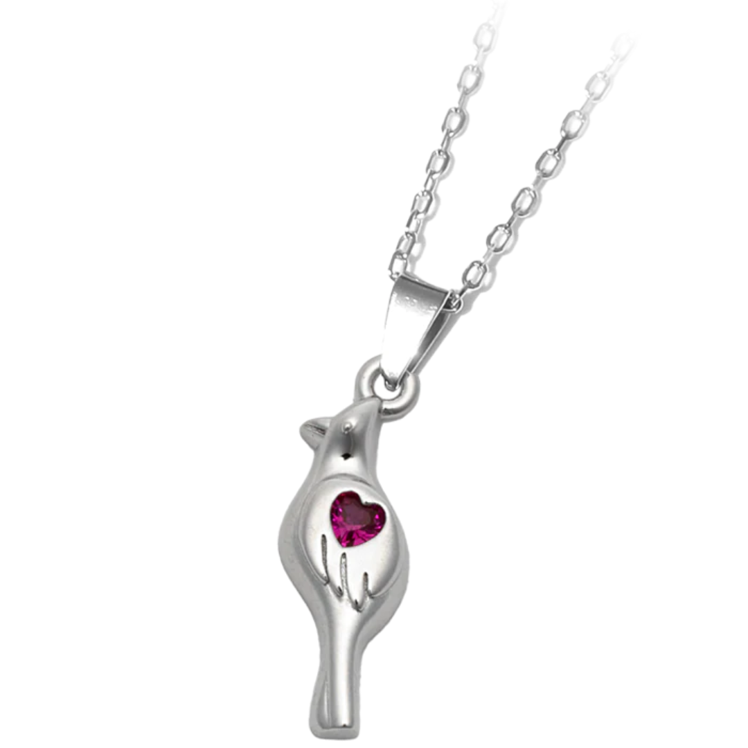 T. Jazelle Red Cardinal Necklace - Silver - The Cottage