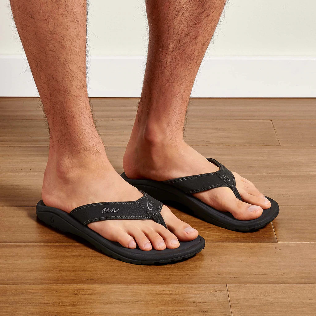 Olukai Ohana Flip Flops - Black/Dark Shadow - The Cottage