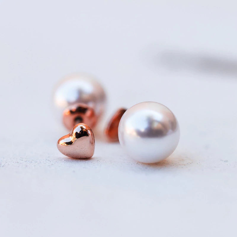 Pura Vida Pearl and Heart Double Stud - The Cottage