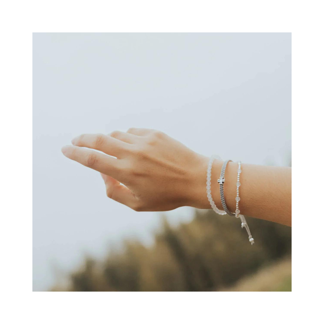 My Saint My Hero Be Still Prayer Bracelet - Frosted Quartz - The Cottage