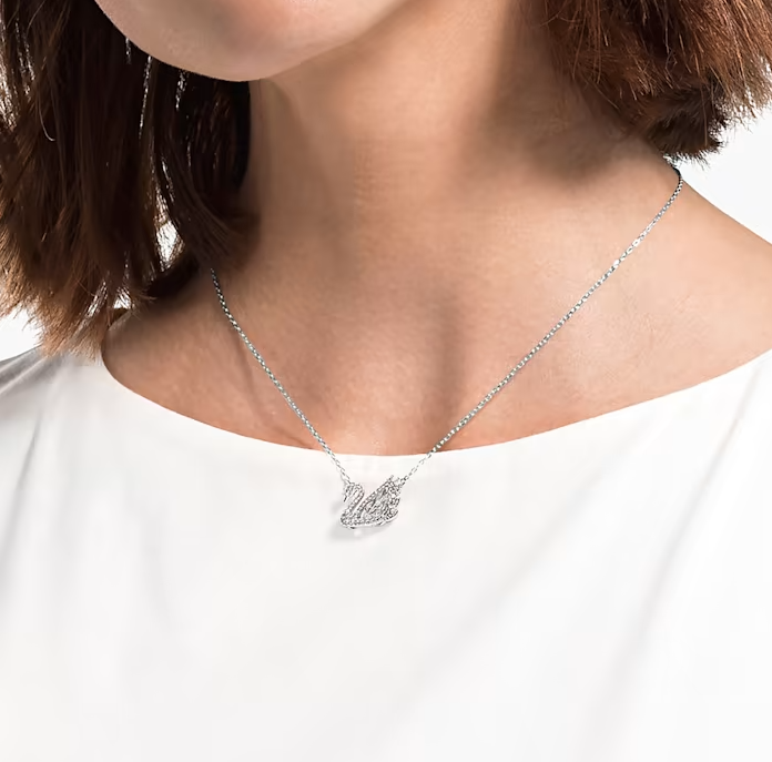 Swarovski Dancing Swan Necklace - Rhodium - The Cottage