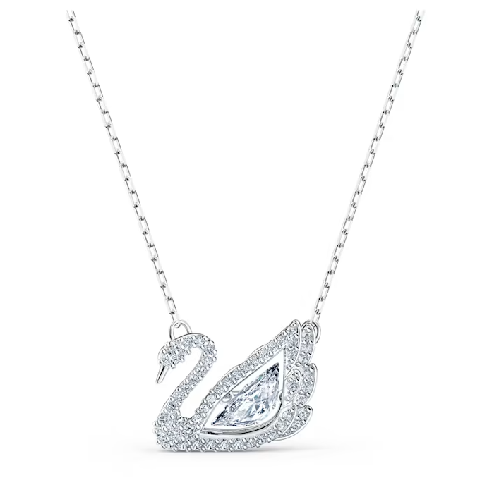 Swarovski Dancing Swan Necklace - Rhodium - The Cottage