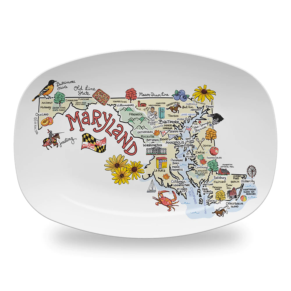 Fish Kiss Maryland Map Platter - The Cottage