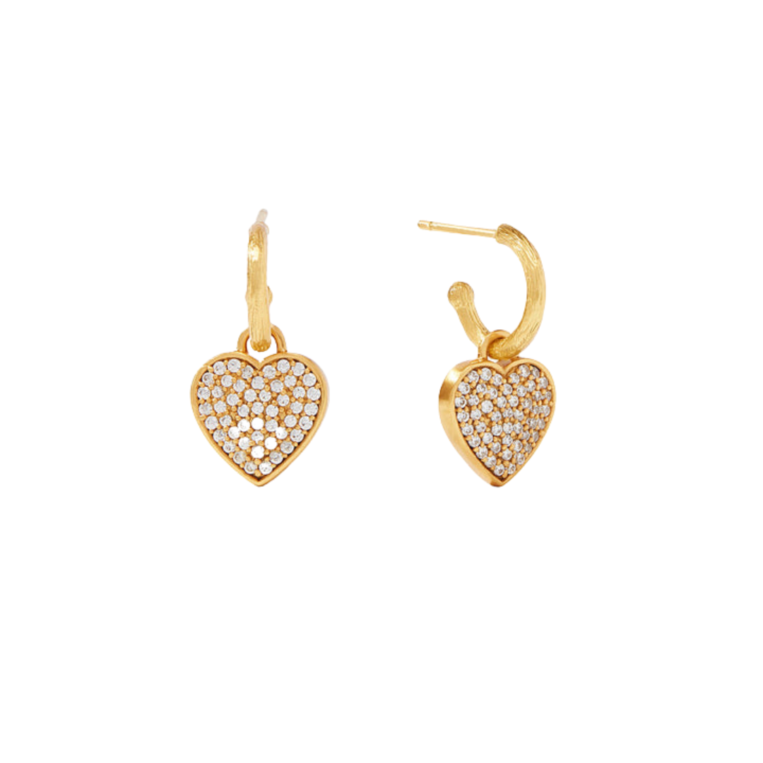 Julie Vos Heart Pavé Hoop & Charm Earrings - The Cottage