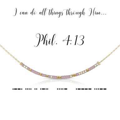 Dot & Dash Morse Code Necklace - Philippians 4:13 - The Cottage