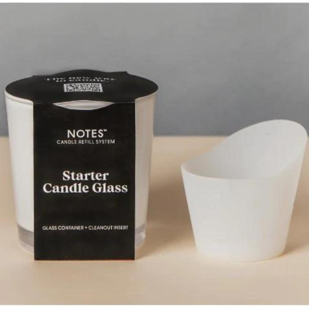 Notes Starter Candle Glass - White - The Cottage