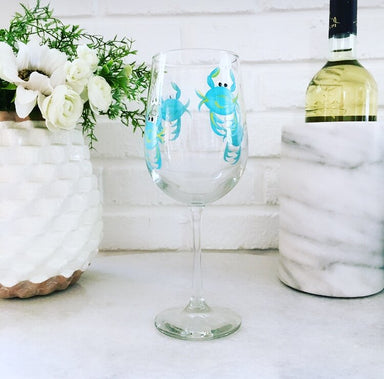 Wine by Design Hand-painted Crab Wine Glass - The Cottage