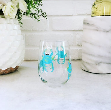 Wine by Design Hand-painted Crab Stemless Wine Glass - The Cottage